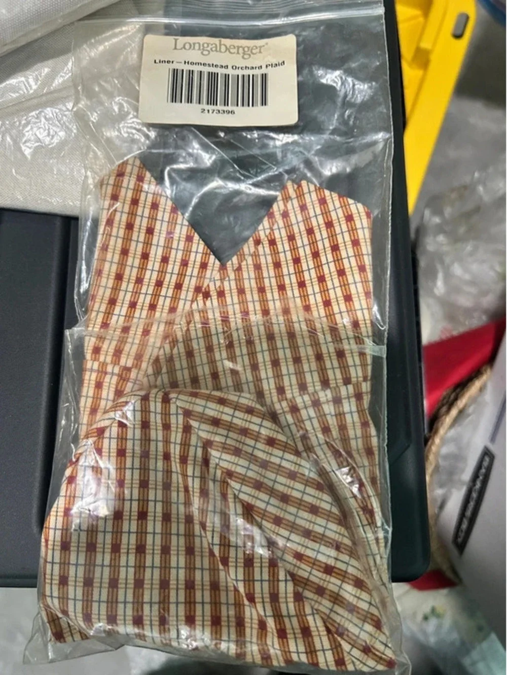Longaberger Homestead orchard plaid basket liner
